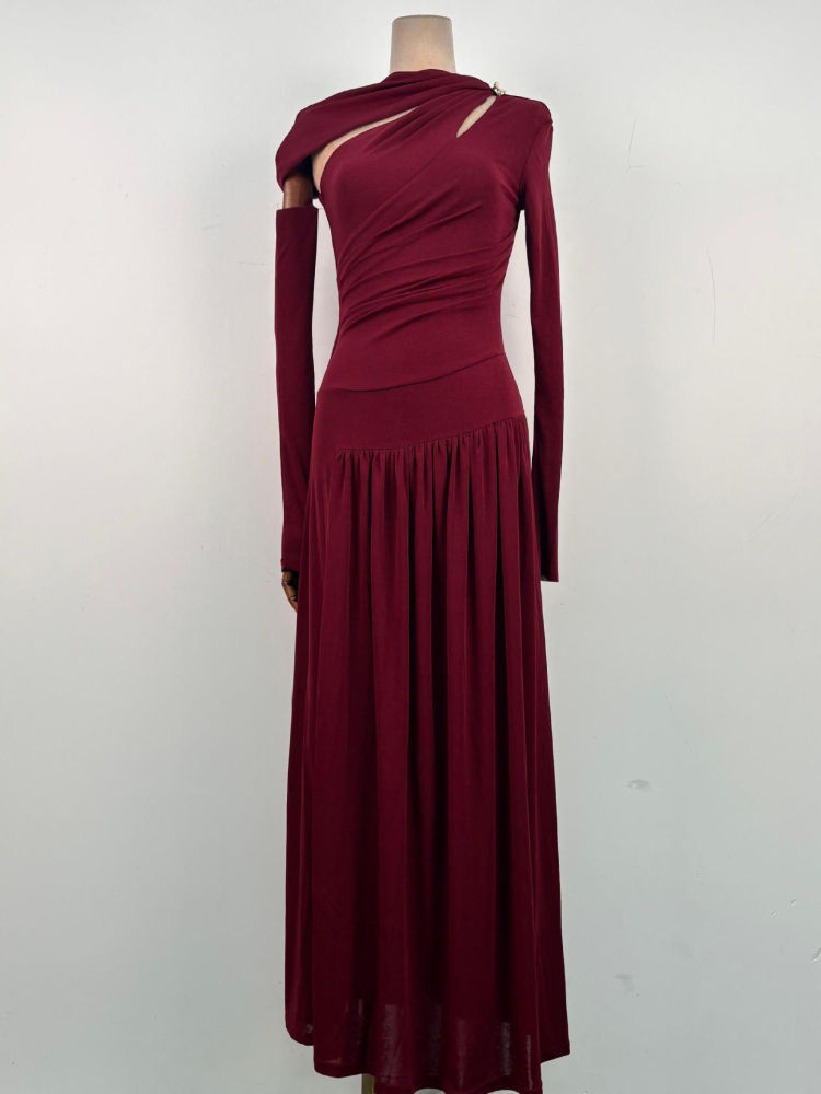 TWOTWINSTYLE Round Neck Hollow Out Tunic Vintage Dress