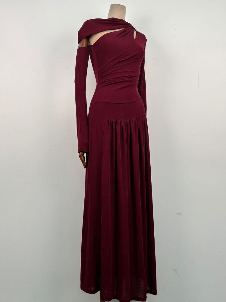 TWOTWINSTYLE Round Neck Hollow Out Tunic Vintage Dress