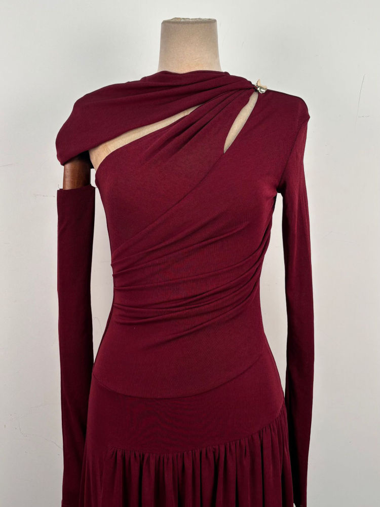 TWOTWINSTYLE Round Neck Hollow Out Tunic Vintage Dress