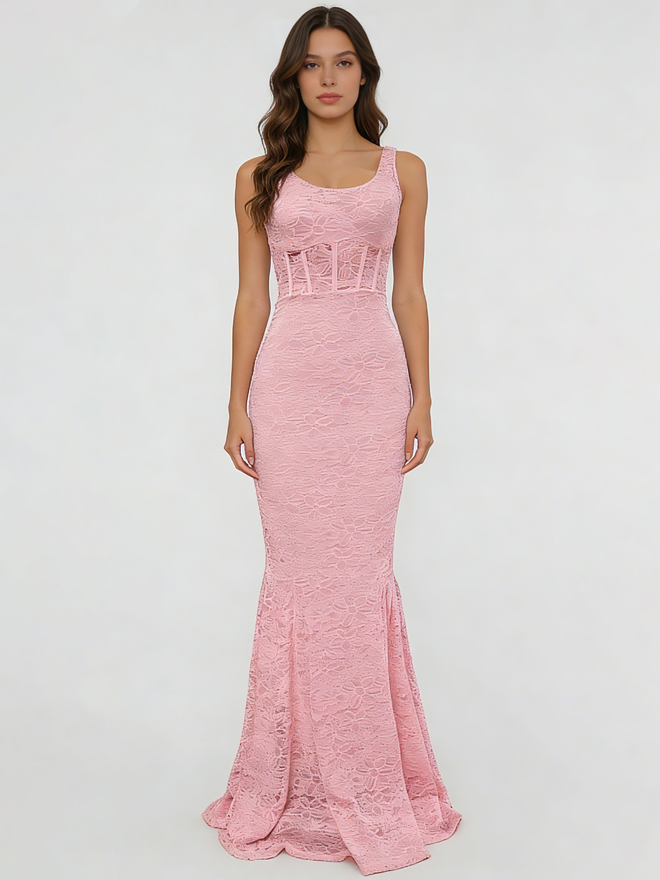 TWOTWINSTYLE Solid Sleeveles Tunic Spliced Lace Fashion Dress