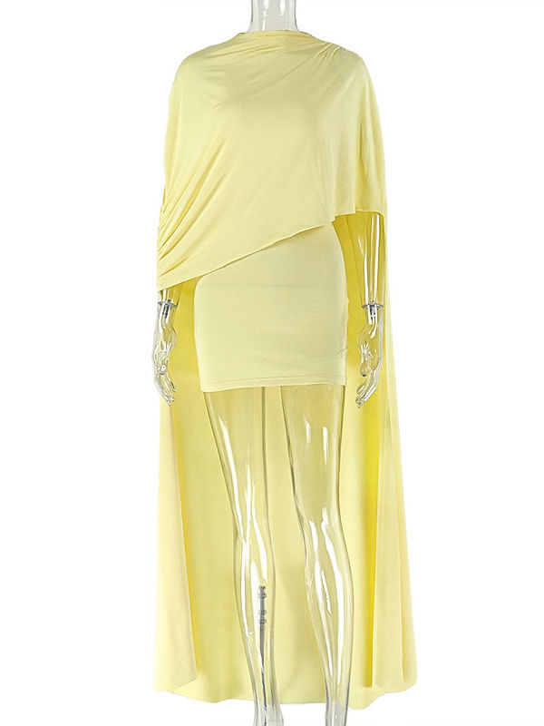 TWOTWINSTYLE Round Neck Solid Irregular Hem Elegant Dress