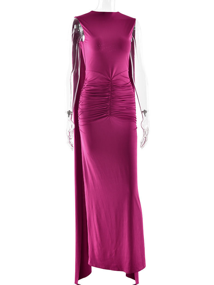 TWOTWINSTYLE Sleeveles Patchwork Lace Ruched Vintage Dress