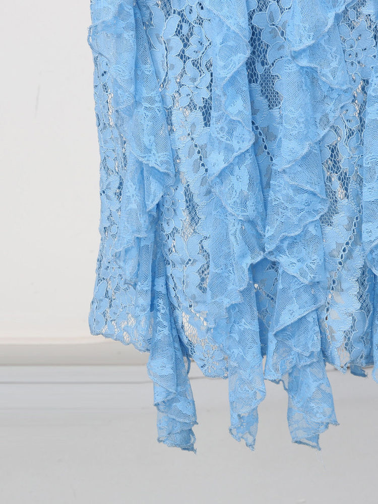 TWOTWINSTYLE Sleeveles Tunic Spliced Lace Ruffles Elegant Dress