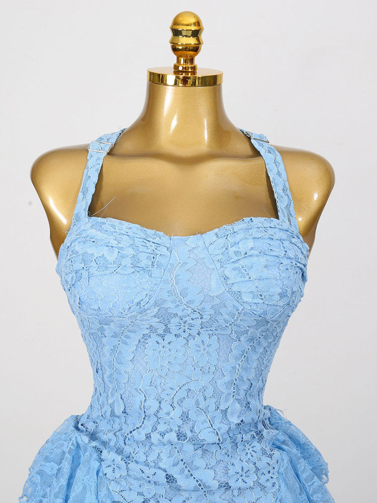 TWOTWINSTYLE Sleeveles Tunic Spliced Lace Ruffles Elegant Dress