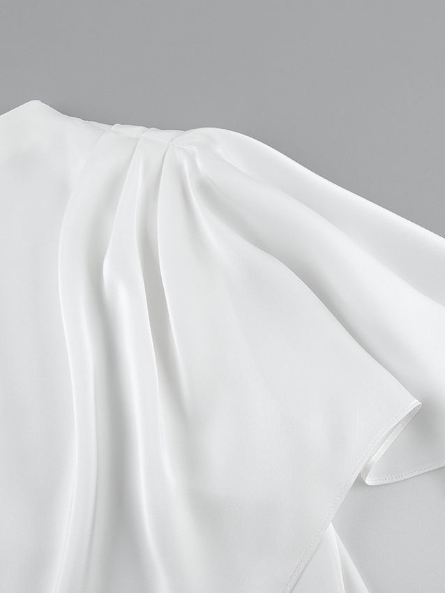 TWOTWINSTYLE Stand Collar Off One Shoulder Designer Dress