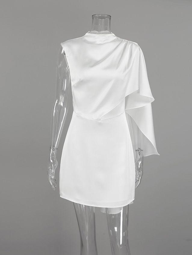 TWOTWINSTYLE Stand Collar Off One Shoulder Designer Dress