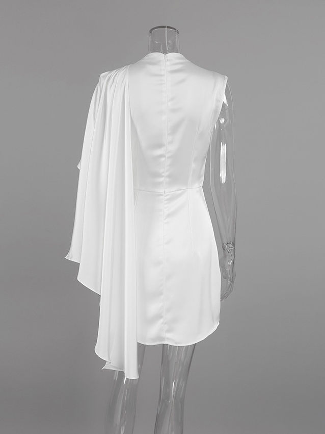 TWOTWINSTYLE Stand Collar Off One Shoulder Designer Dress