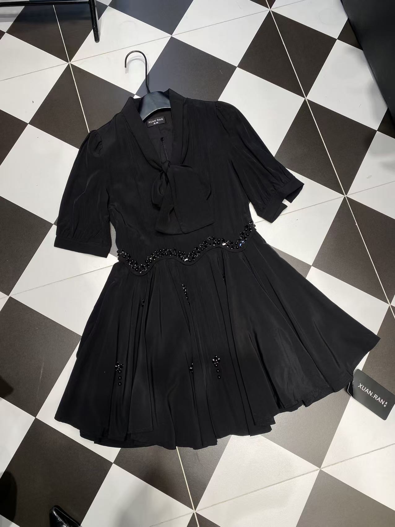 TWOTWINSTYLE Patchwork Diamond Tunic Elegant Mini Dress