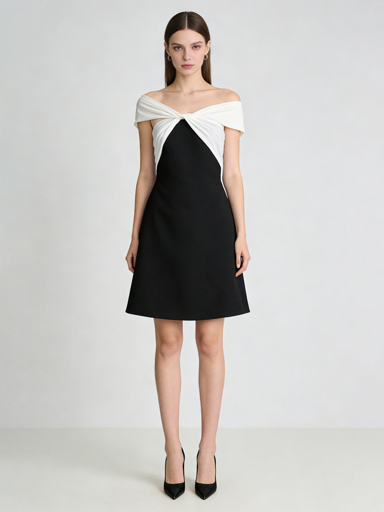 TWOTWINSTYLE Hit Color Sleeveles Spliced Knot Fashion Dress