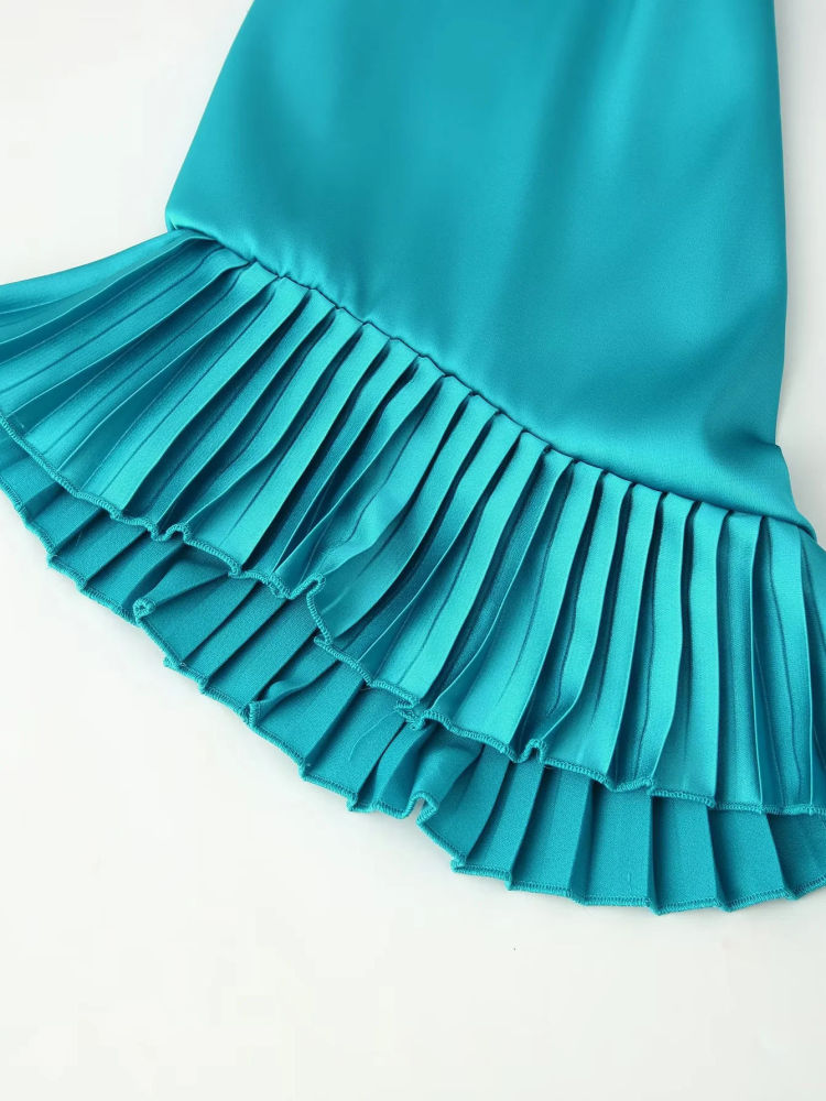 TWOTWINSTYLE Off One Shoulder Patchwork Ruffles Irregular Hem Fashion Dress