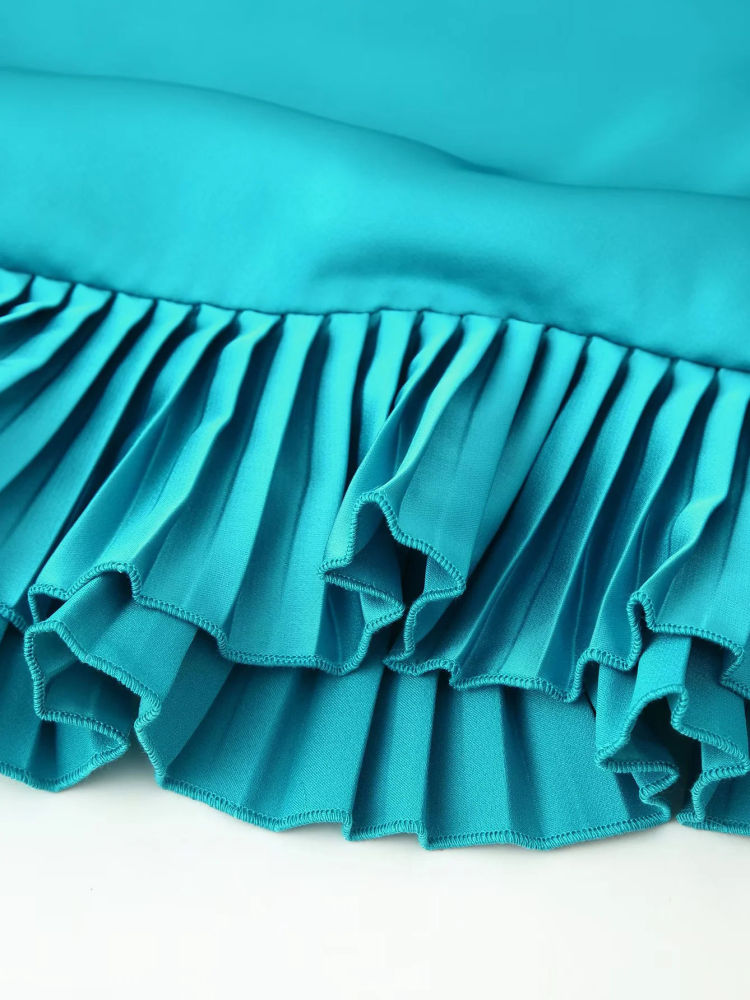 TWOTWINSTYLE Off One Shoulder Patchwork Ruffles Irregular Hem Fashion Dress