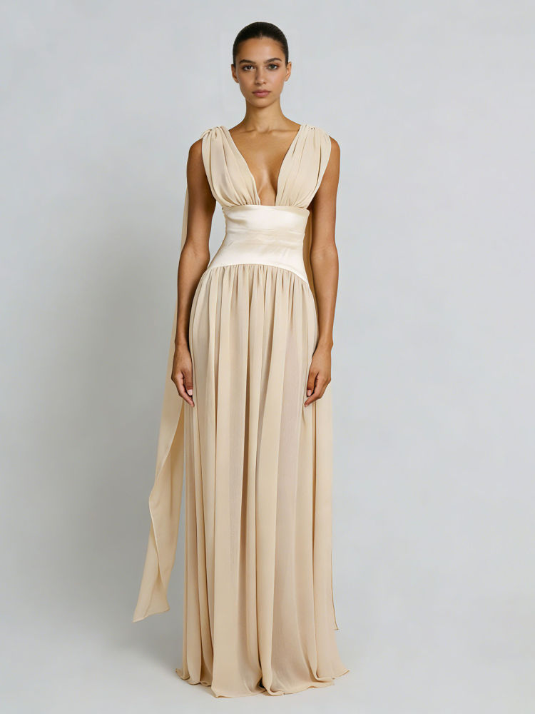 TWOTWINSTYLE Sleeveles Patchwork Lace Up High Waist Elegant Dress
