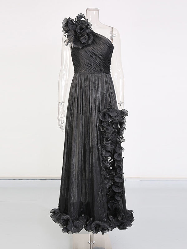 TWOTWINSTYLE Off One Shoulder Side Split Fashion Dress