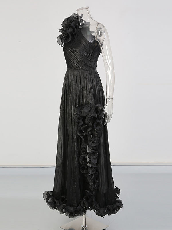 TWOTWINSTYLE Off One Shoulder Side Split Fashion Dress