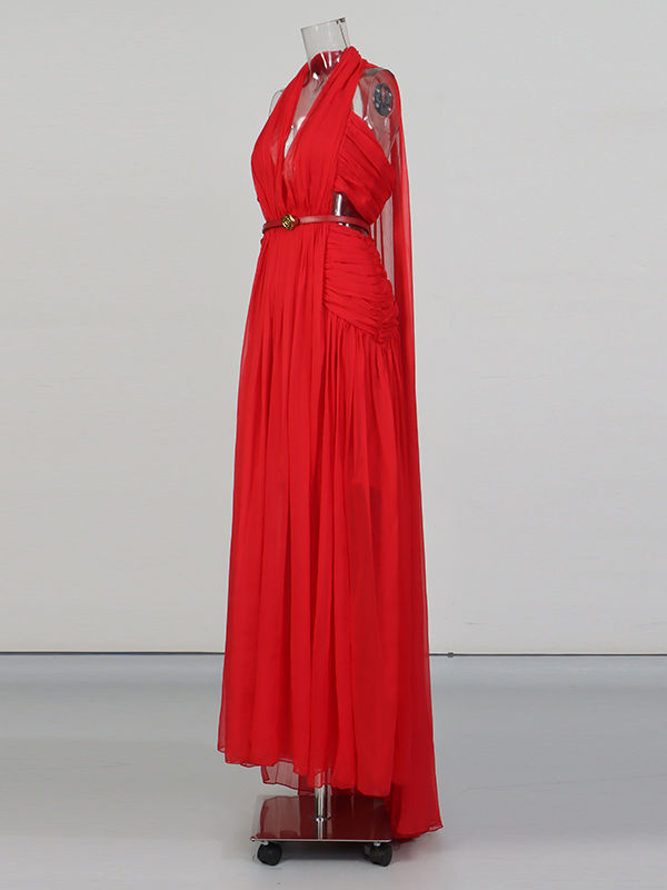 TWOTWINSTYLE Deep V Neck Hollow Out Designer Dress