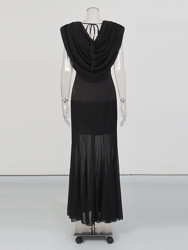 TWOTWINSTYLE Solid Sleeveles V Neck Tunic Chic Dress