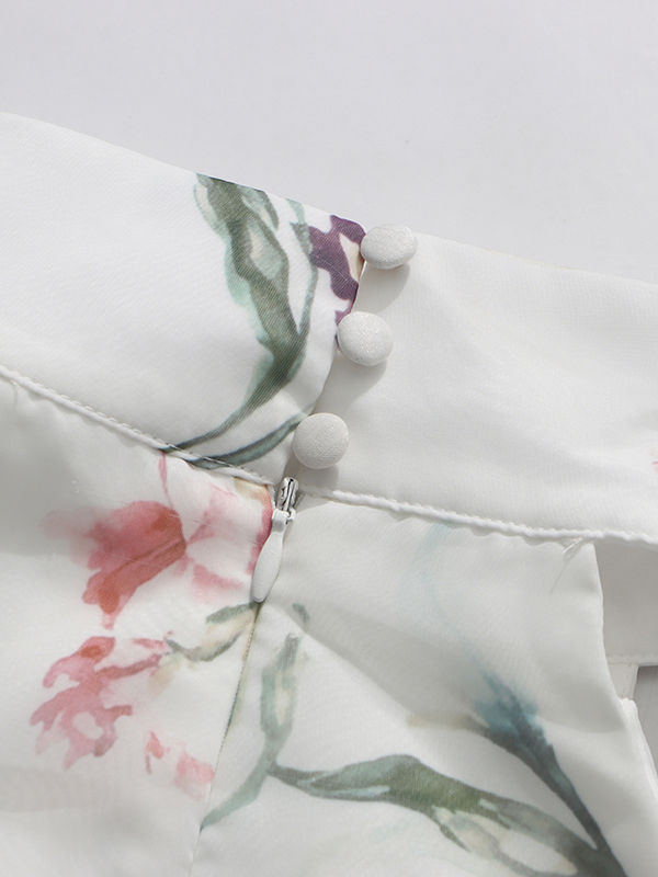 TWOTWINSTYLE Stand Collar Sleeveles Spliced Print Elegant Dress
