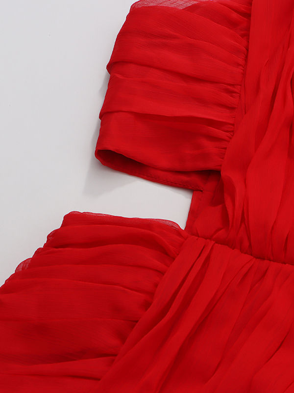 TWOTWINSTYLE Deep V Neck Hollow Out Designer Dress