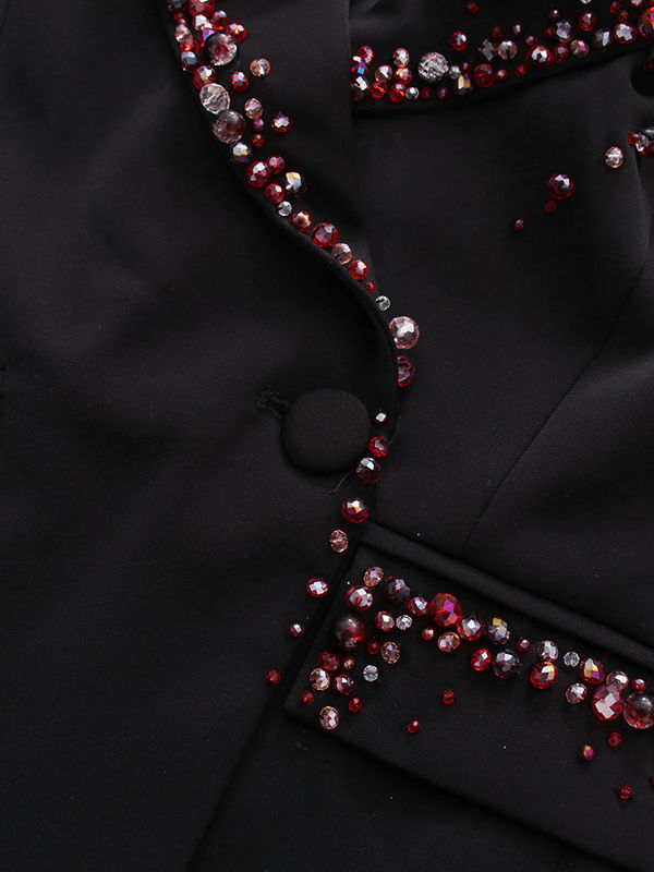 TWOTWINSTYLE Lapel Spliced Diamond Coat Wide Leg Pants Temperament Set