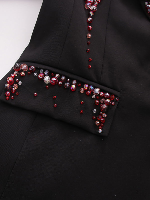TWOTWINSTYLE Lapel Spliced Diamond Coat Wide Leg Pants Temperament Set