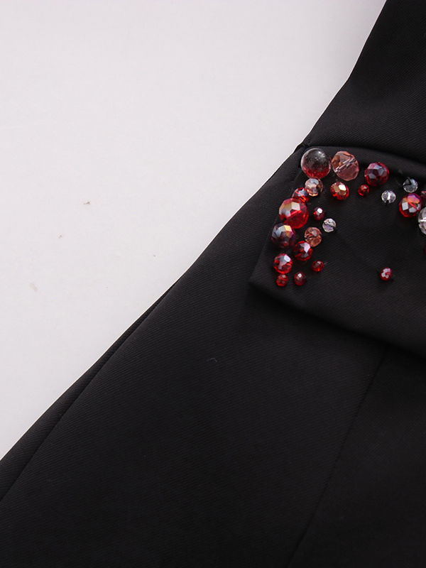 TWOTWINSTYLE Lapel Spliced Diamond Coat Wide Leg Pants Temperament Set