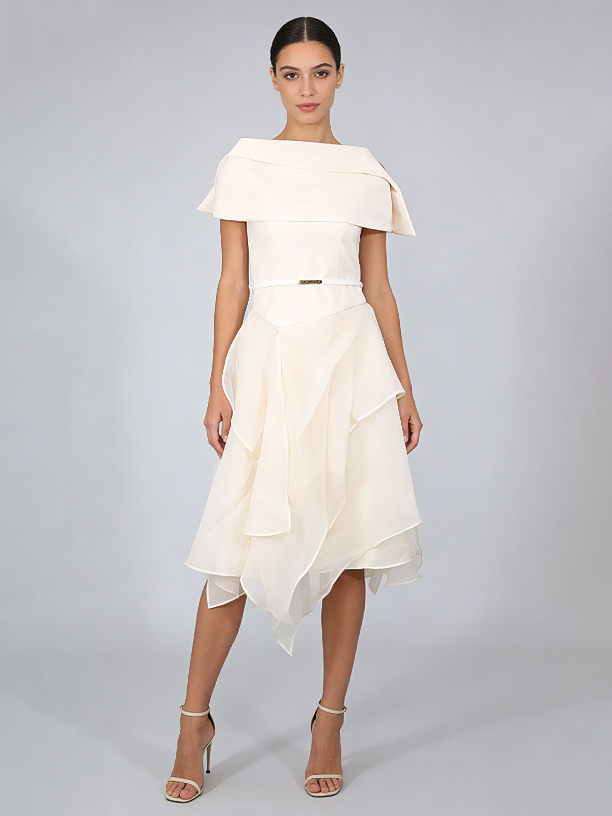 TWOTWINSTYLE Backless Sleeveles Spliced Belt Elegant Dress