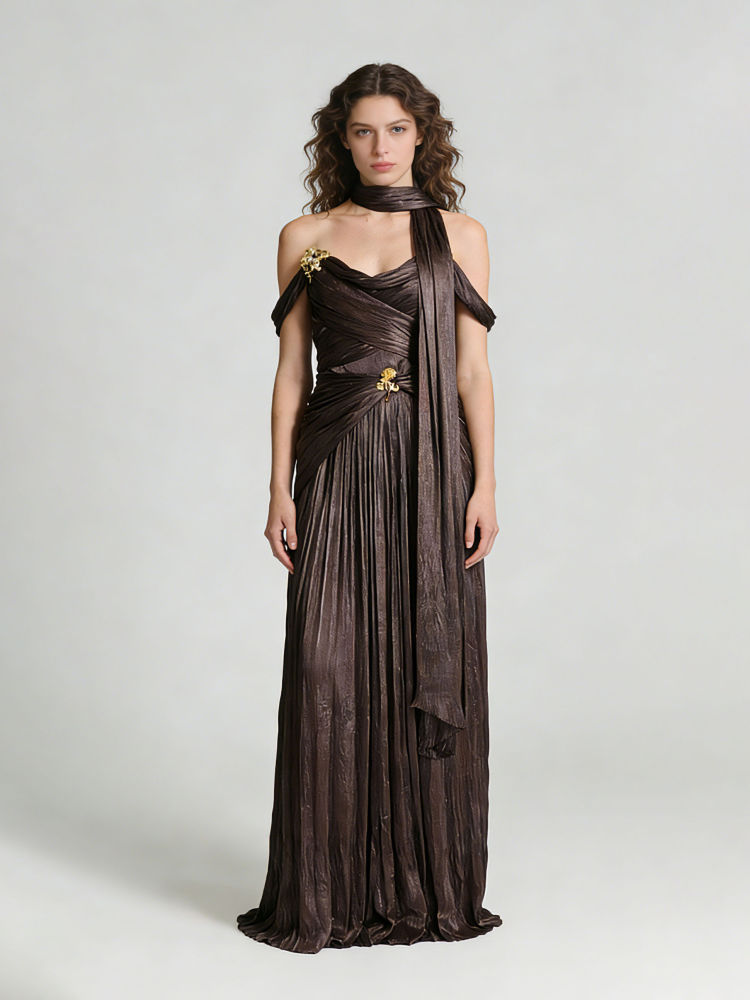 TWOTWINSTYLE Off Shoulder Spliced Decoration Knot Fashion Dress