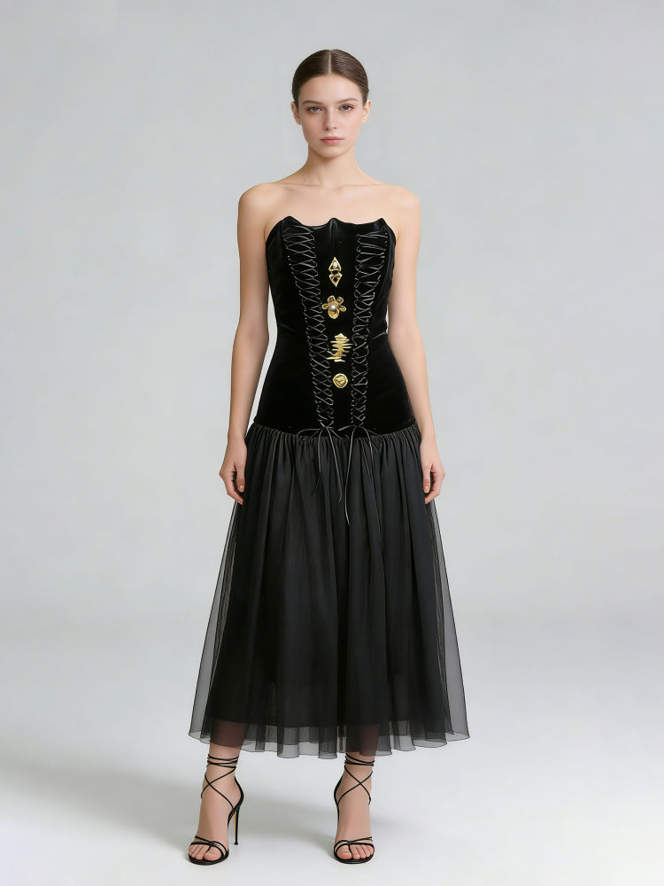 TWOTWINSTYLE Solid Off Shoulder Spliced Decoration Tunic Fashion Dress