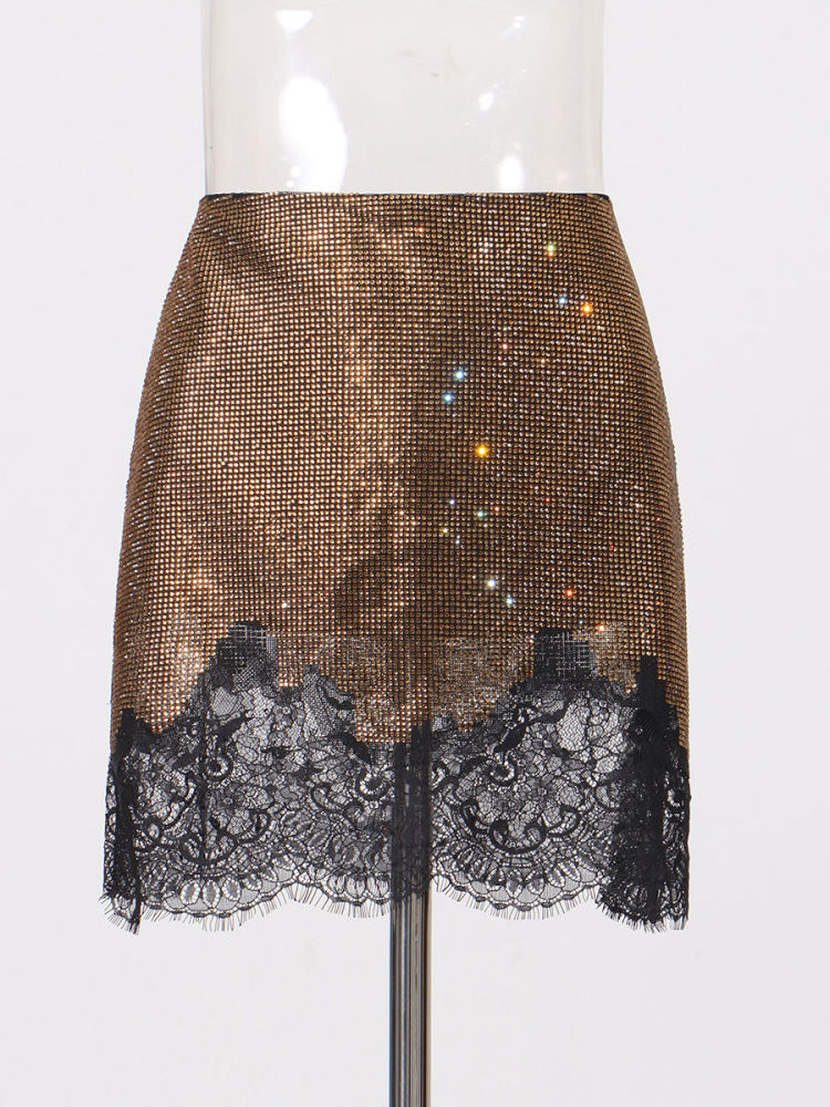 TWOTWINSTYLE Spliced Sequins Patchwork Lace Vintage Dress