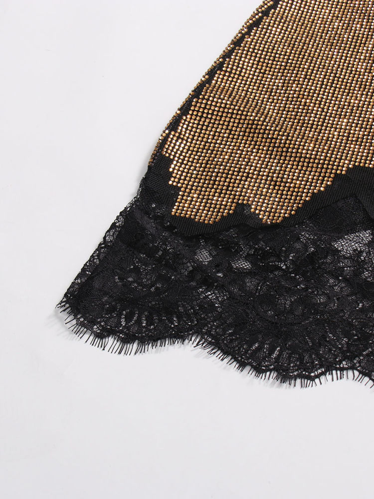 TWOTWINSTYLE Spliced Sequins Patchwork Lace Vintage Dress