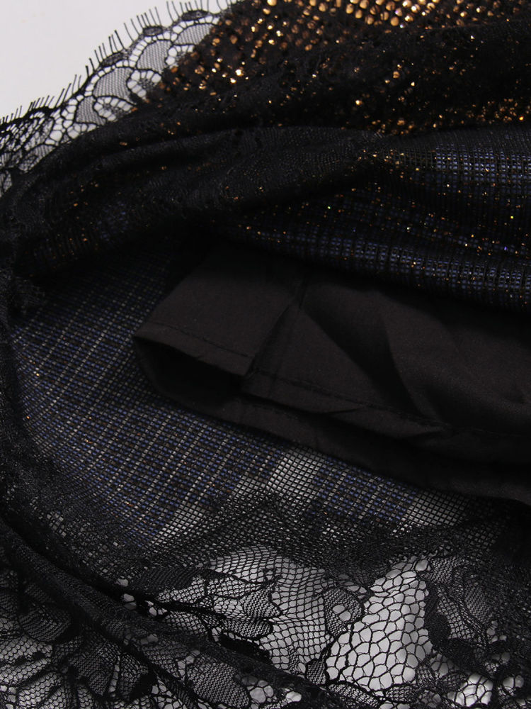 TWOTWINSTYLE Spliced Sequins Patchwork Lace Vintage Dress