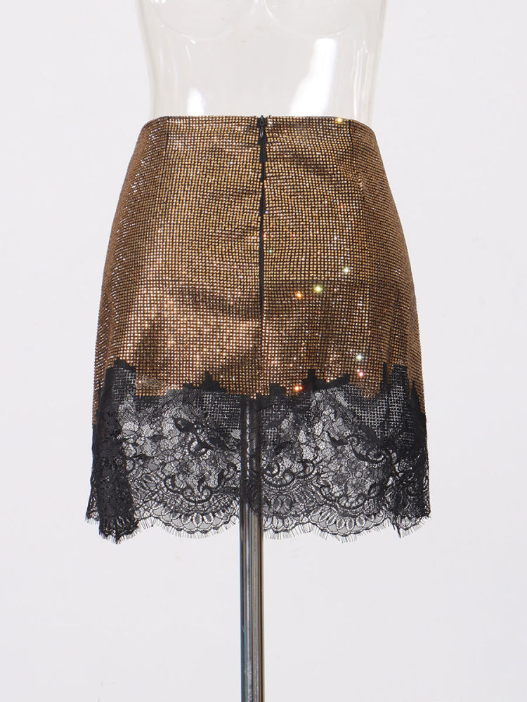 TWOTWINSTYLE Spliced Sequins Patchwork Lace Vintage Dress