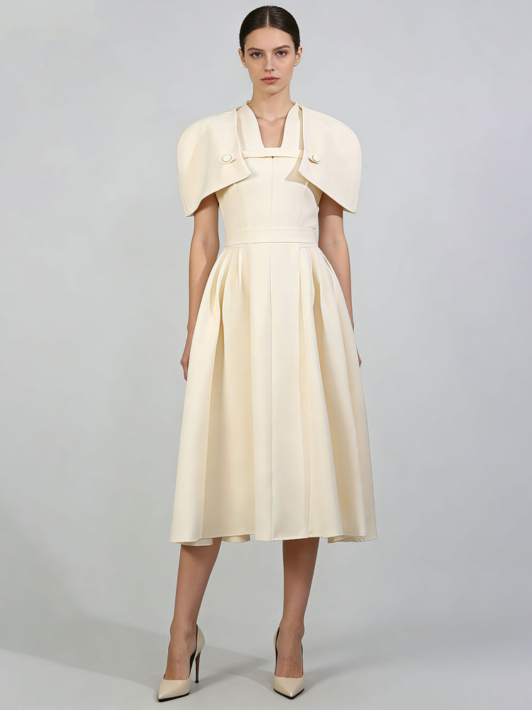 TWOTWINSTYLE V Neck High Waist Patchwork Shawl Fashion Dress