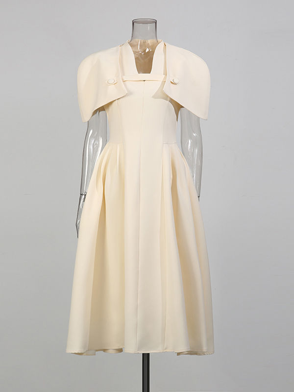TWOTWINSTYLE V Neck High Waist Patchwork Shawl Fashion Dress