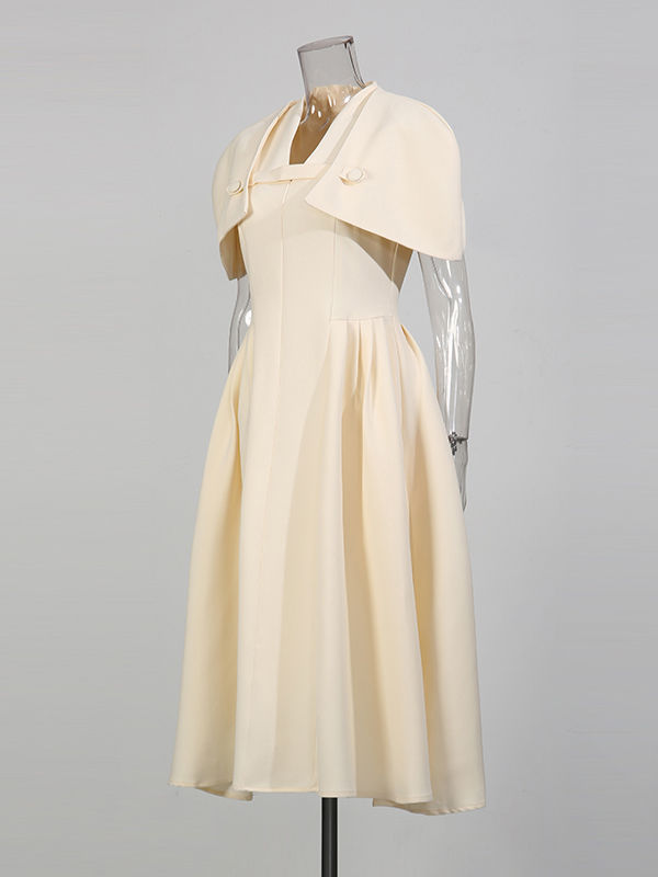 TWOTWINSTYLE V Neck High Waist Patchwork Shawl Fashion Dress