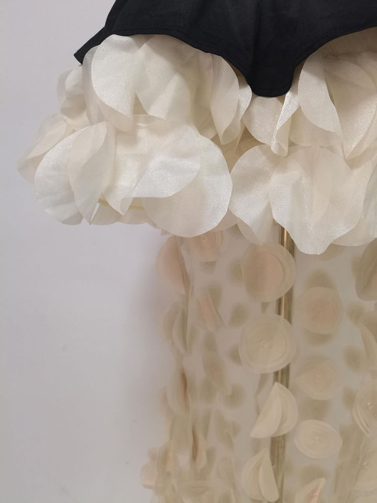 TWOTWINSTYLE Hit Color Off Shoulder Spliced Ruffles Fashion Dress