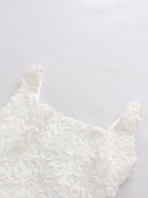 TWOTWINSTYLE Square Neck Spliced 3D Flower Tunic Mini Dress