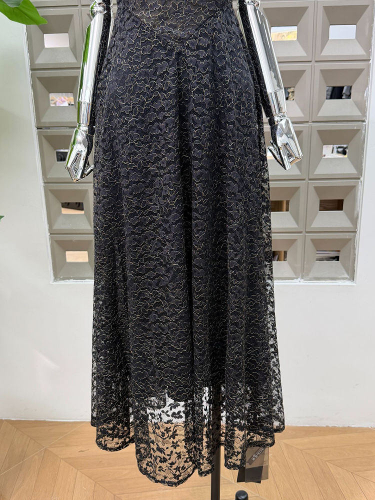 TWOTWINSTYLE Off Shoulder Spliced Mesh Tunic Designer Dress