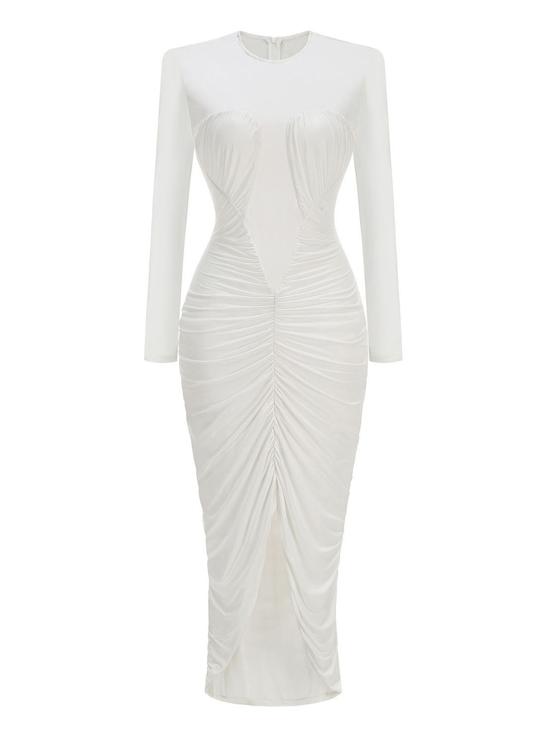 TWOTWINSTYLE Round Neck Ruched High Waist Irregular Hem Elegant Dress