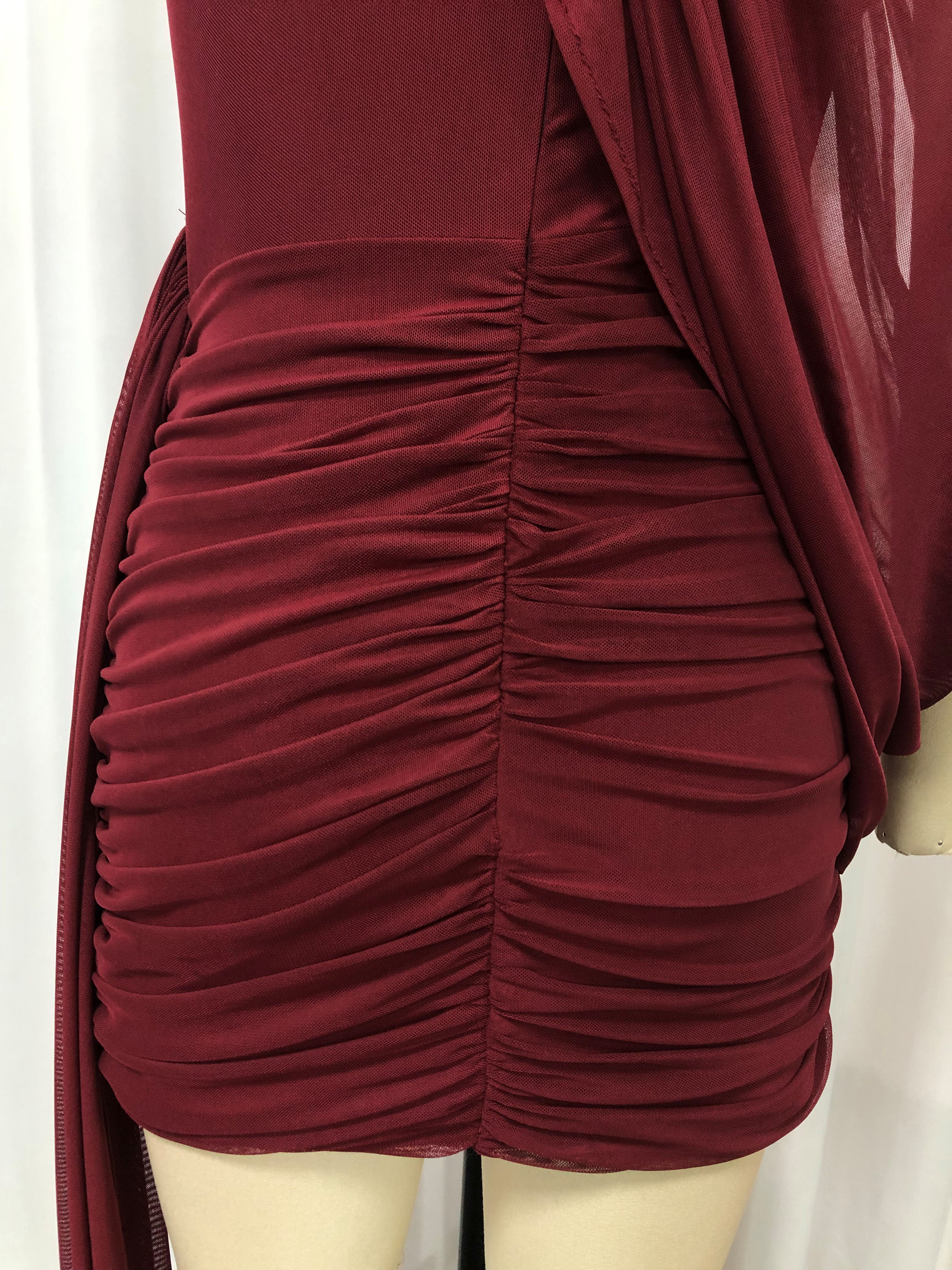 TWOTWINSTYLE Off One Shoulder Patchwork Lace Up Fashion Dress