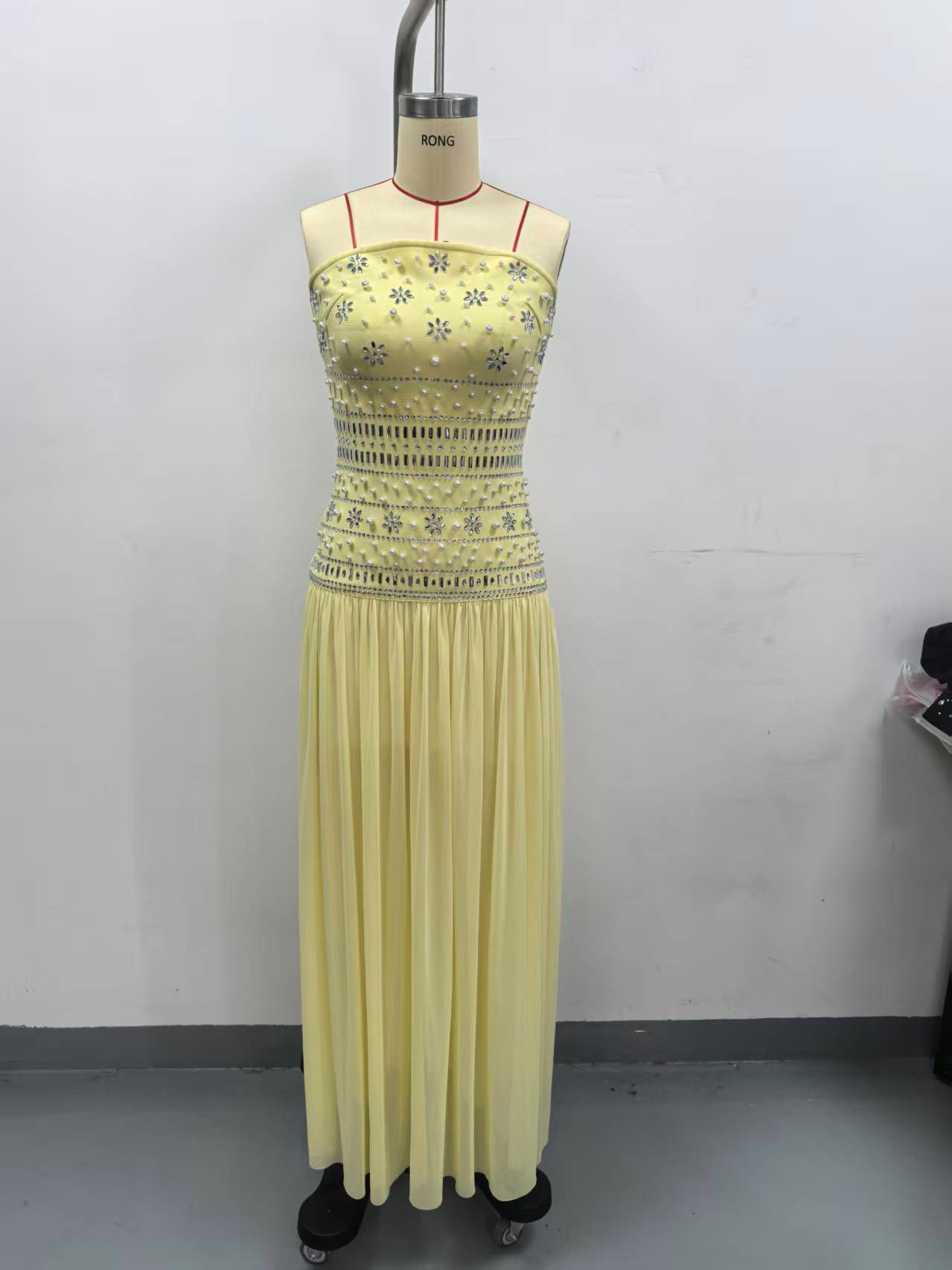 TWOTWINSTYLE Off Shoulder Patchwork Diamond High Waist Fashion Dress