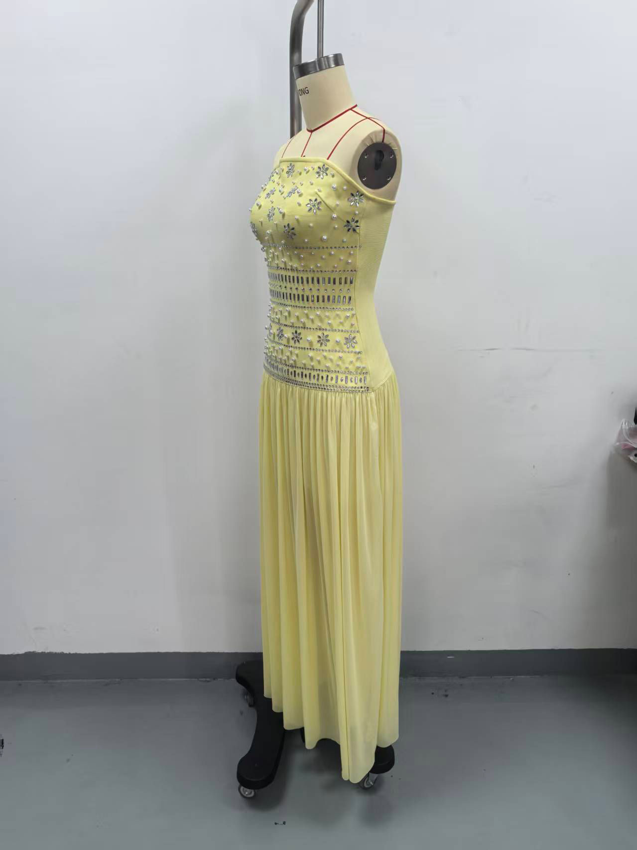 TWOTWINSTYLE Off Shoulder Patchwork Diamond High Waist Fashion Dress