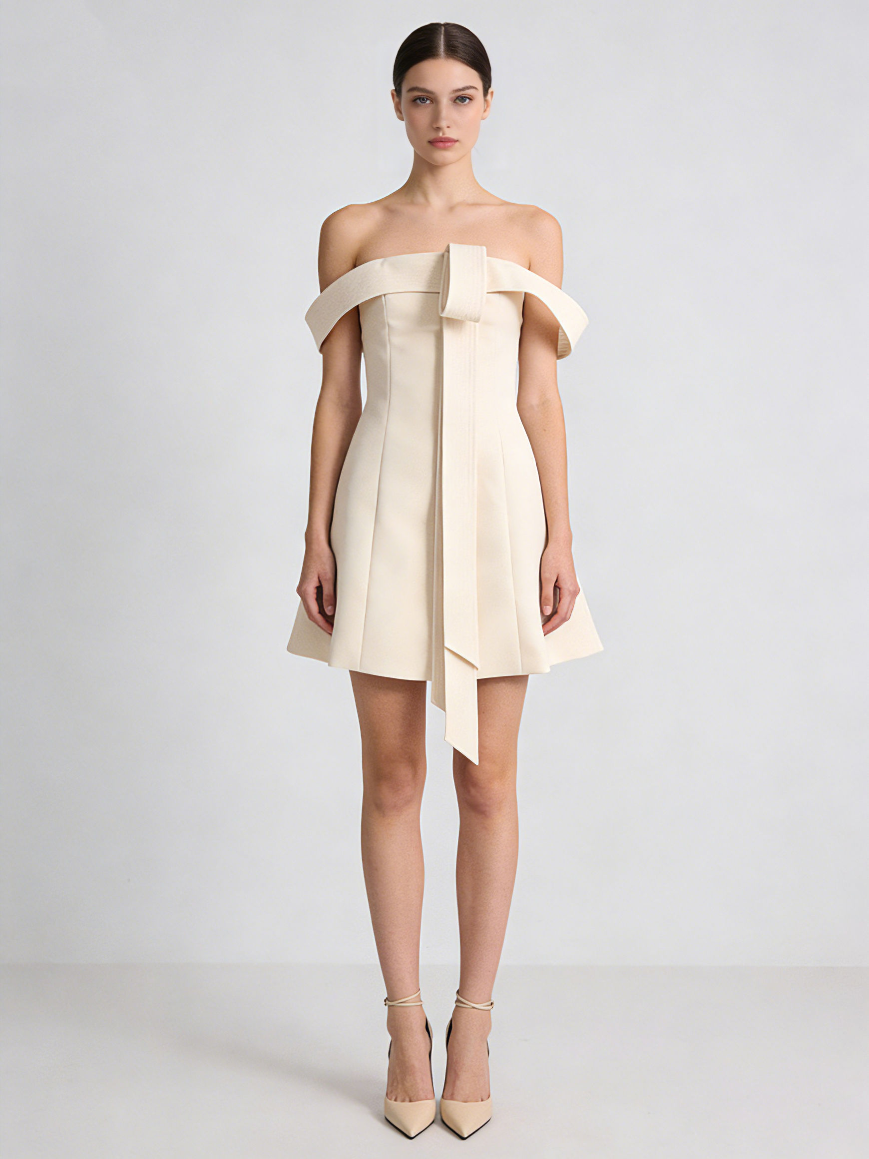 TWOTWINSTYLE Off Shoulder Patchwork Lace Up Tunic Minimalist Mini Dress