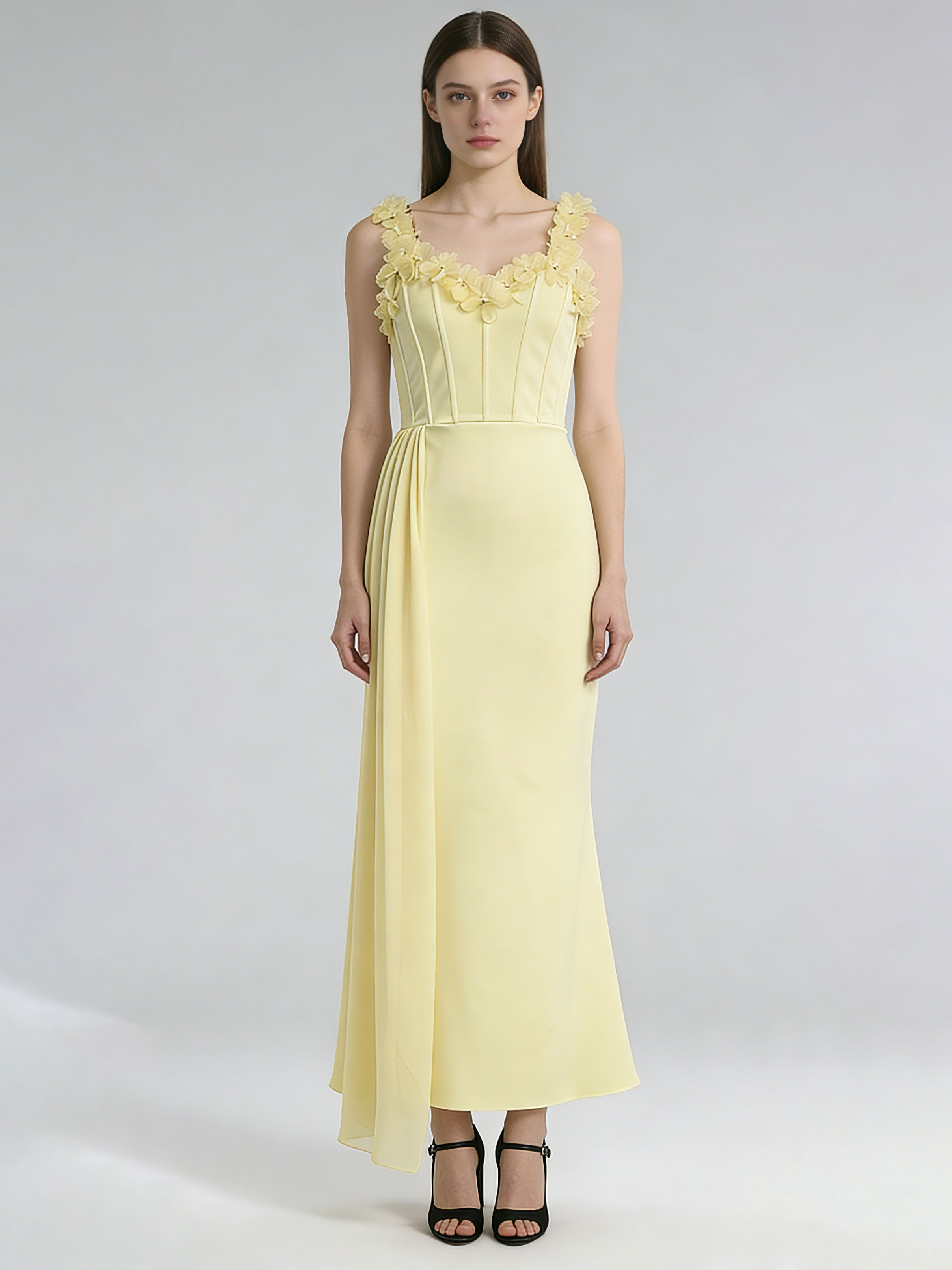 TWOTWINSTYLE Sleeveles Spliced 3D Flower Lace Up Designer Dress