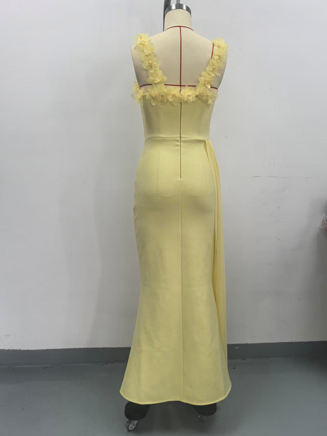 TWOTWINSTYLE Sleeveles Spliced 3D Flower Lace Up Designer Dress