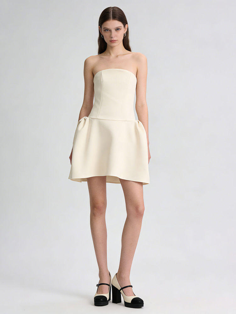 TWOTWINSTYLE Solid Off Shoulder High Waist Designer Dress