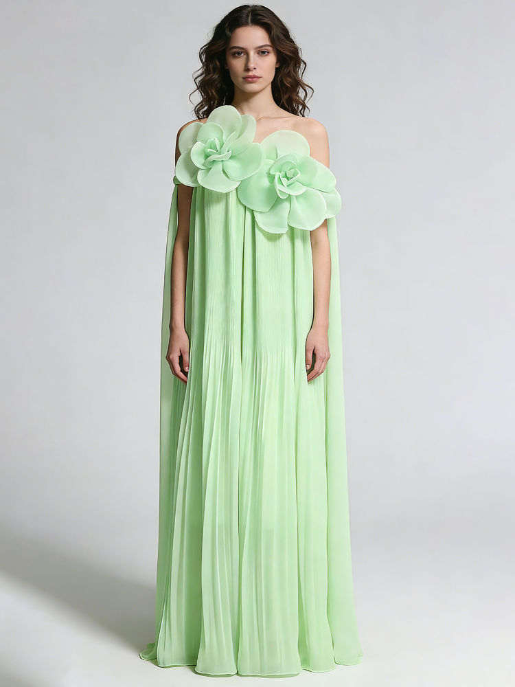 TWOTWINSTYLE Solid Sleeveles Spliced 3D Flower Elegant Dress