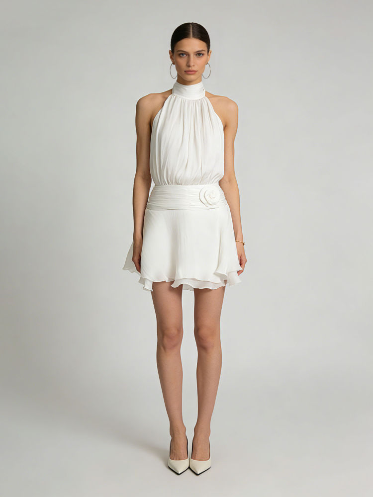 TWOTWINSTYLE Off Shoulder Spliced 3D Flower Elegant Dress