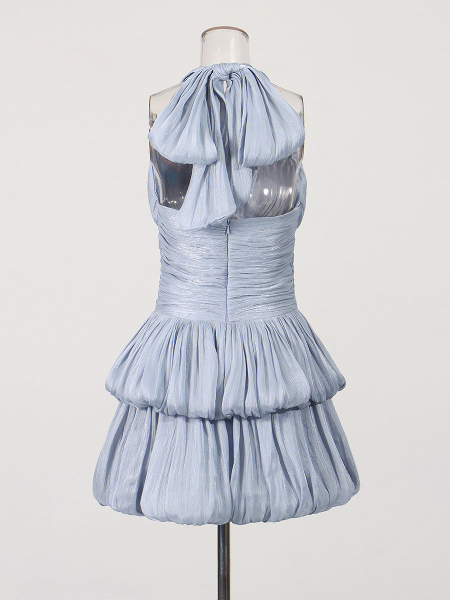 TWOTWINSTYLE V Neck Backless High Waist Fashion Bubble Skirt