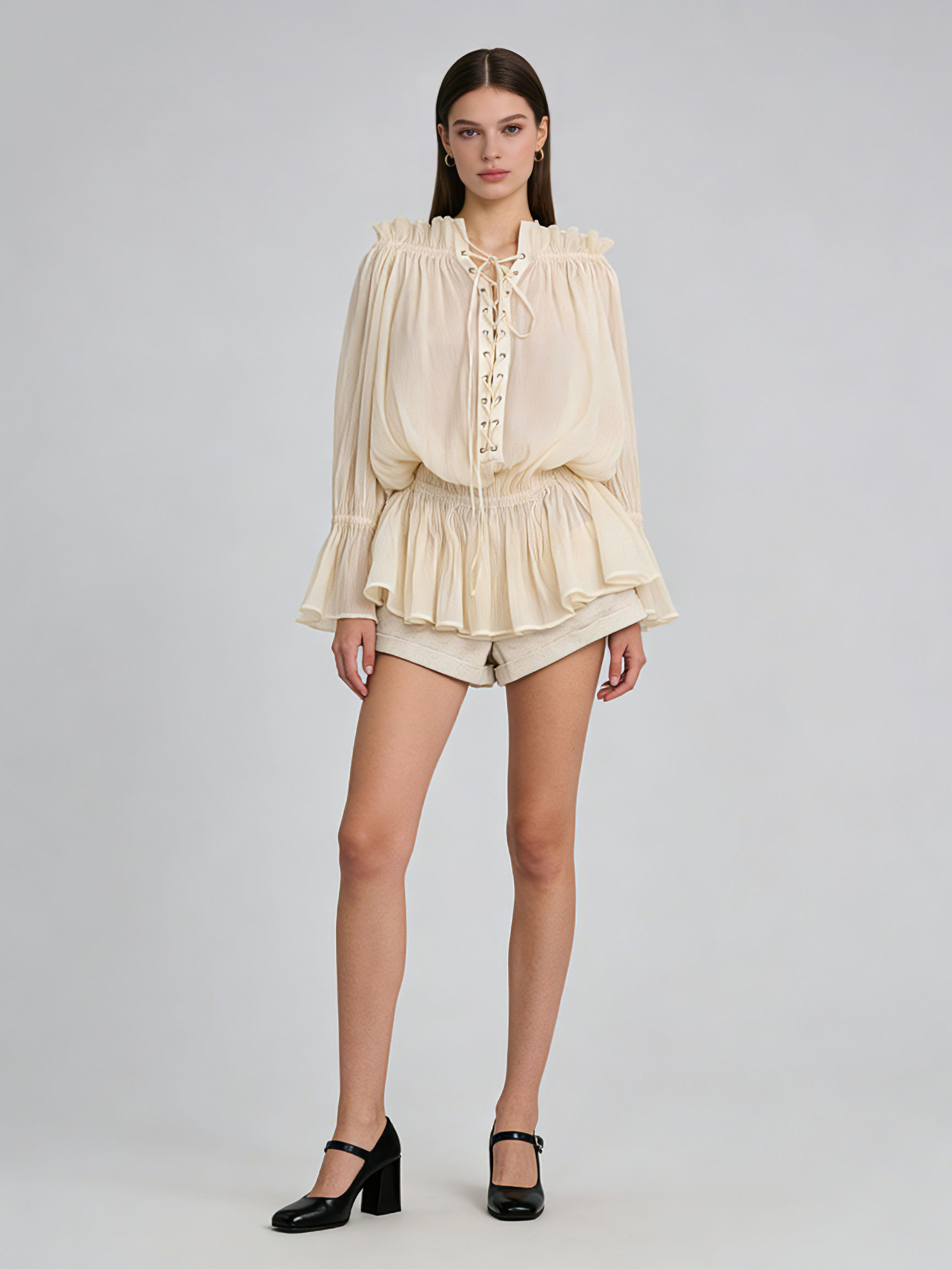 TWOTWINSTYLE Off Shoulder Tunic Shirt Solid Pants Designer Set